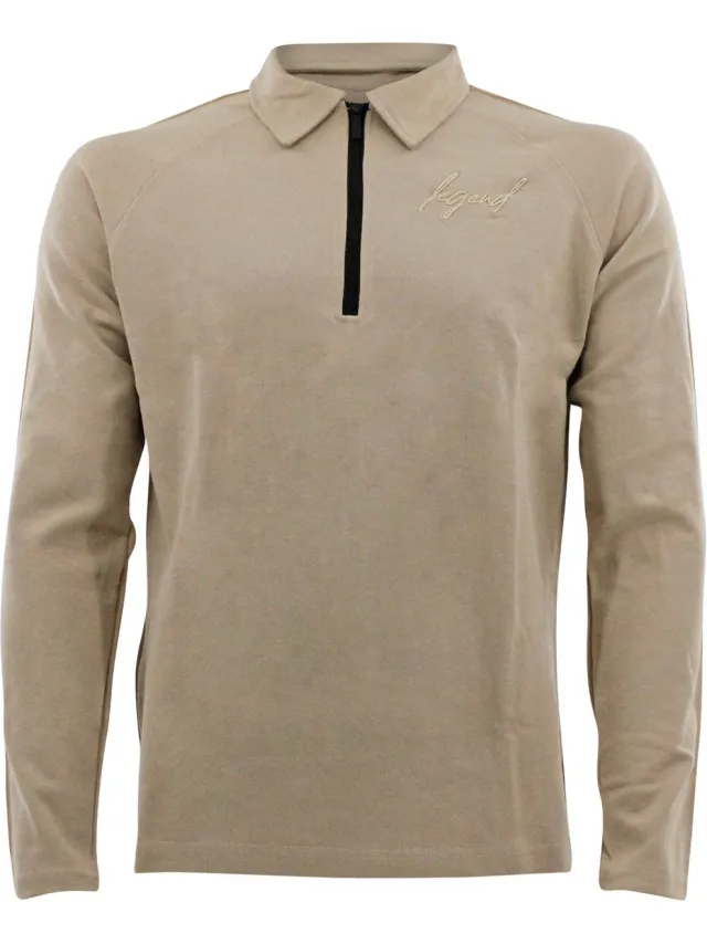 Legend Sweater LA Luxe Lounge half zip Beige heren/dames katoen Zwart, Beige