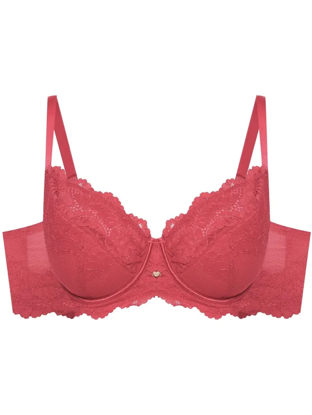 ESOTIQ Sweetheart - Halfverstevigde beha - Felroze - Kanten cups - Katoenen voering