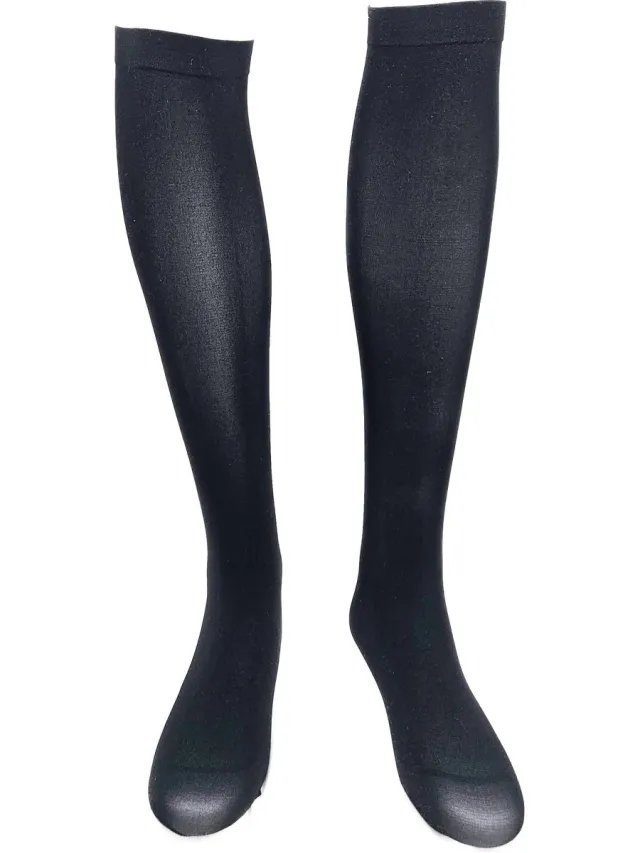 BamBella Knie kouses net gaas stof Dames - Onesize - Zwart - hoge sokken Kniekousen