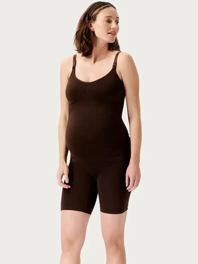 Noppies Niru Naadloze Sensil Zwangerschapsshort Hoog Lange Pijp Coffee Bean