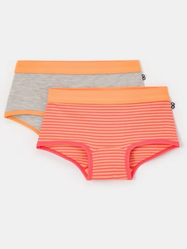 Woody Meisjesshorts – Duopack Onderbroeken – Gestreept & Grijs – Zachte Katoen - 4 jaar (Maat 104)