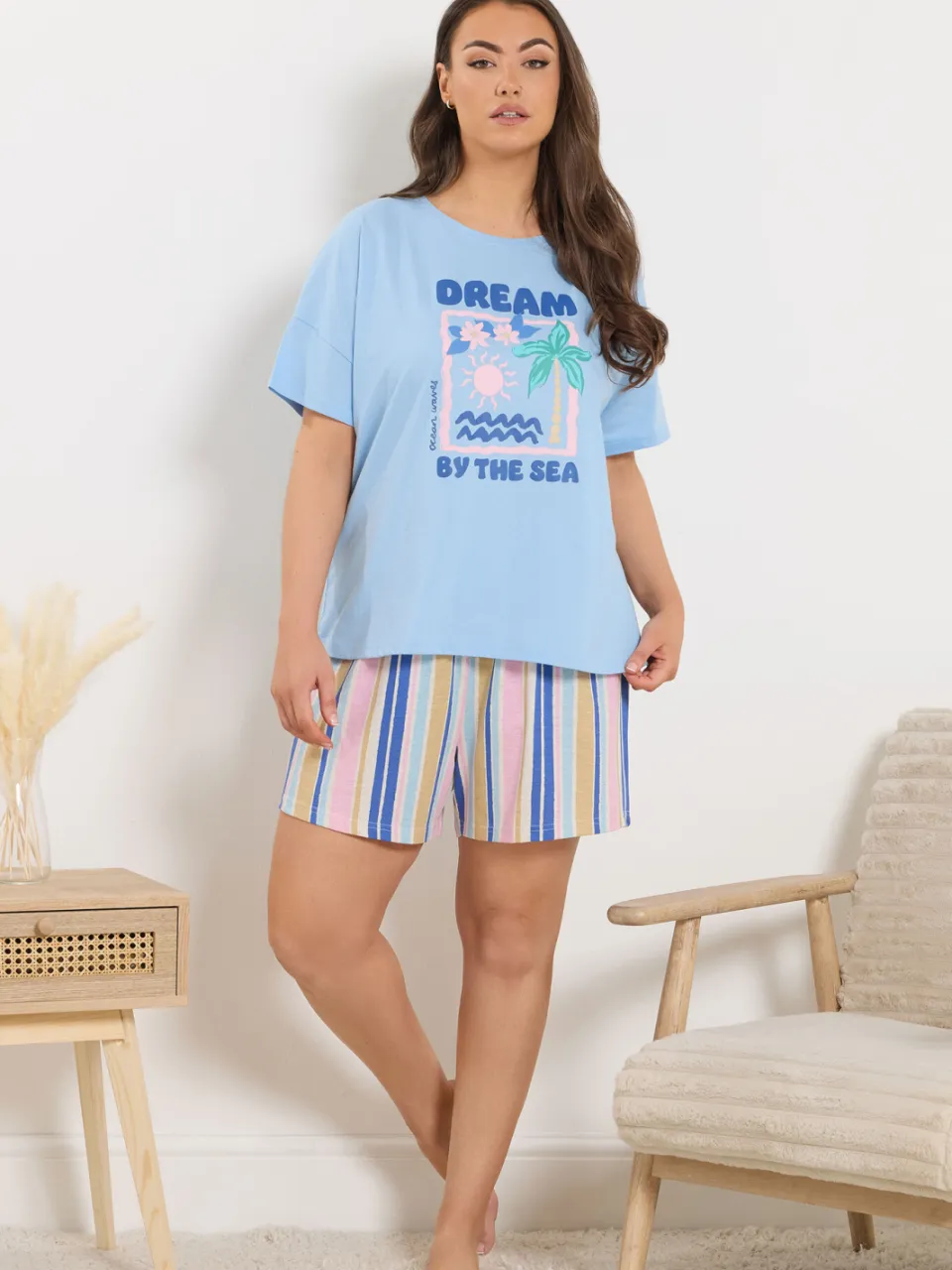 Yours Blauwe 'Dream By The Sea' Pyjamatop-48, foto 2