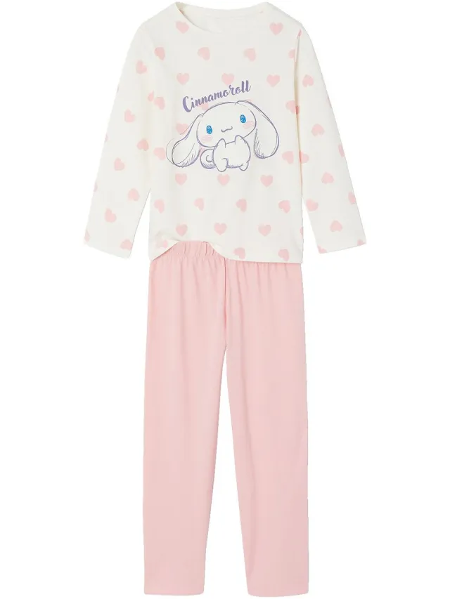 Hello Kitty Cinnamoroll meisjespyjama roze (poederkleur)