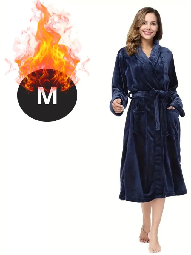 Bovista Badjas Dames - Fleece - Katoen - Badstof - Sauna - Hamam - Wafel - Bathrobe - Duster - Ochtendjas - Spa - Kimono - Donkerblauw