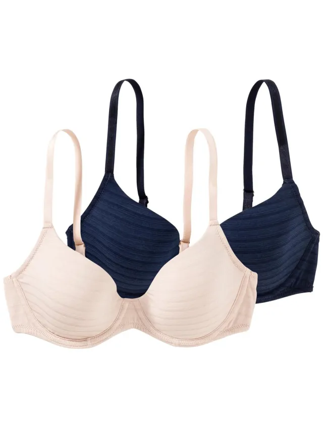 Speidel voorgevormde bh 2 pack Cotton & More donkerblauw / beige