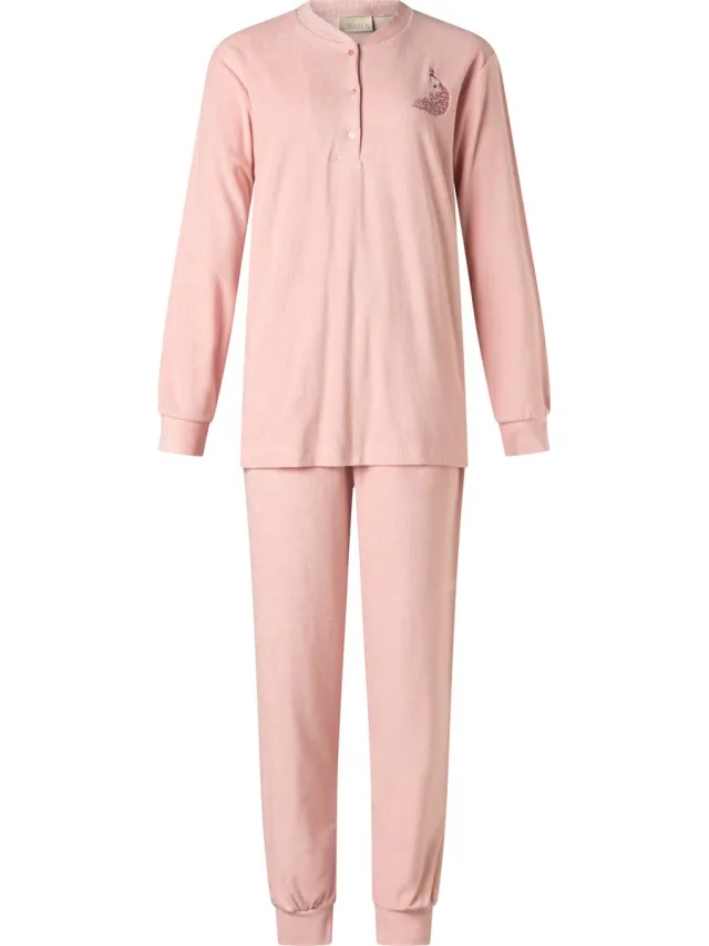 Lunatex warme dames pyjama badstof 124206 - roze