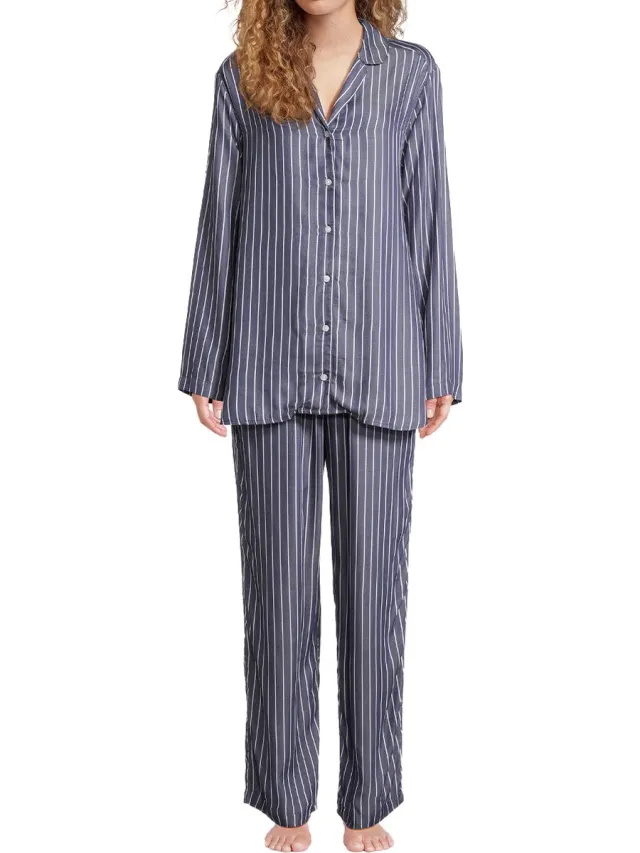 Seidensticker Dames pyjama Classic Web navy