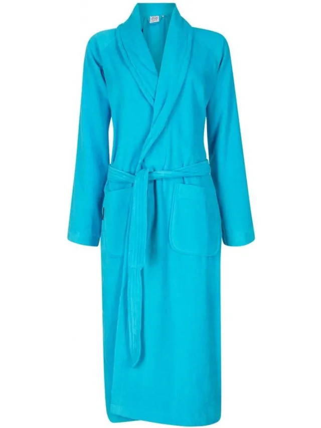 Badrock Badjas aquablauw - 100% katoenen badjas - badjas voor dames - badjas voor heren - sauna badjas sjaalkraag - unisex