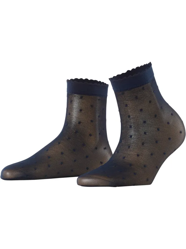 Falke Dot gedessineerd materiaal ultra transparant 15 DEN sokken dames blauw-42 blauw 6179