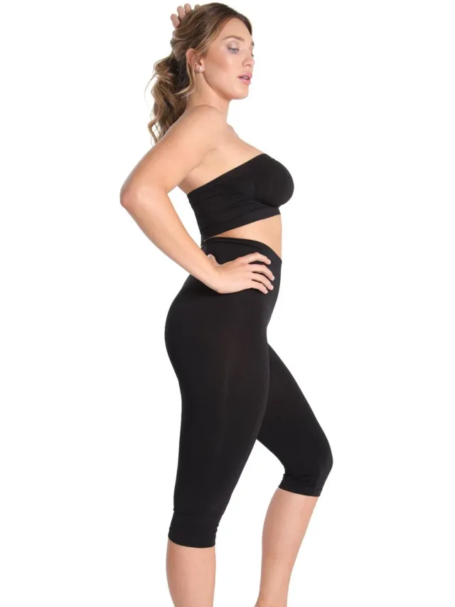 MeMoi Capri-legging met hoge taille, buikcontrole en figuurcorrigerend effect voor dames Black