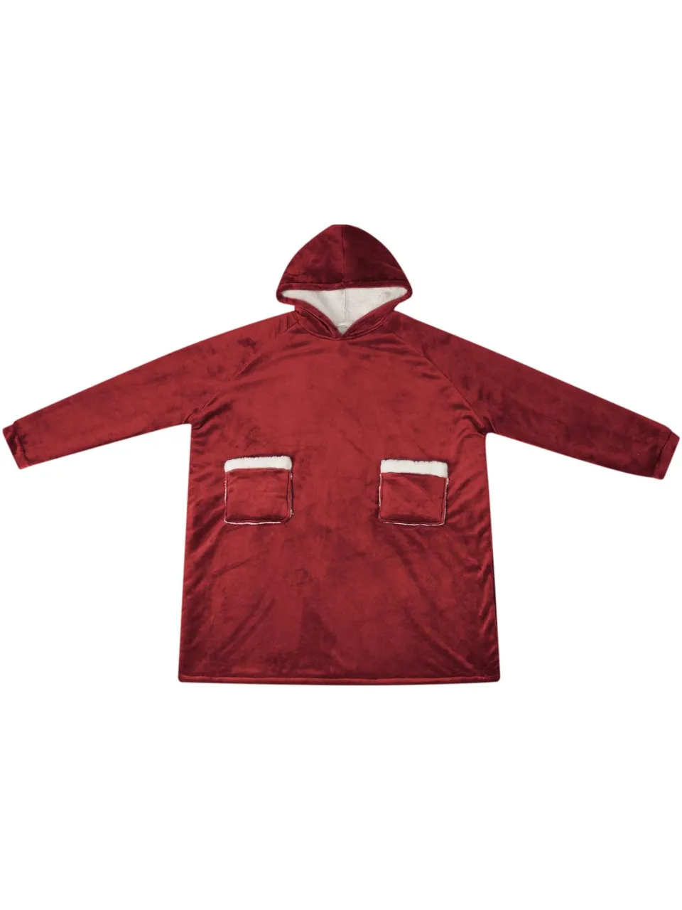 vidaXL Deken hoodie Bordeaux Rood L Fleece en Flanel, foto 2