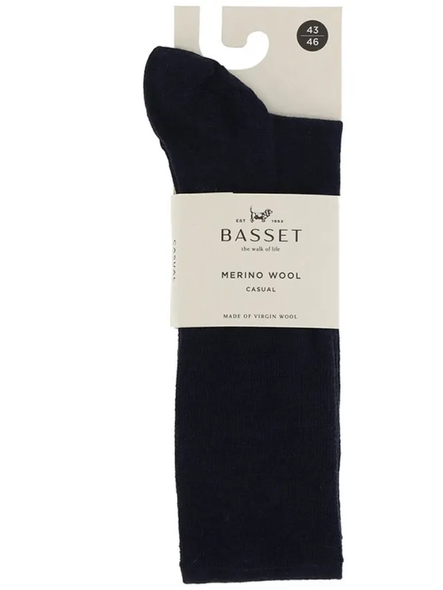 Basset unisex casual merino kniekousen blauw