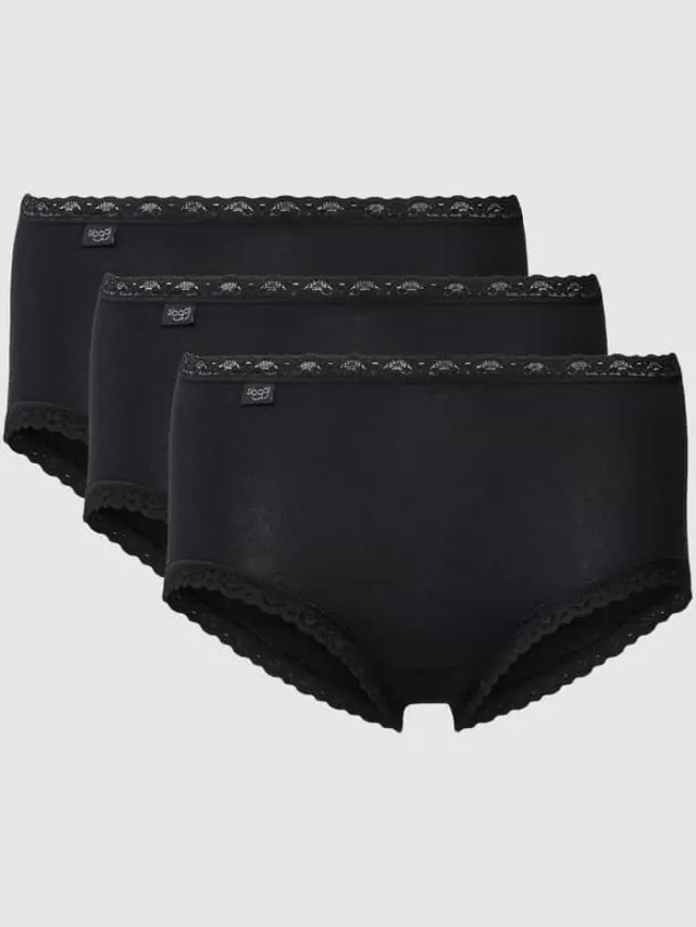 Sloggi Broek met geschulpte zoom in een set van 3 stuks Zwart