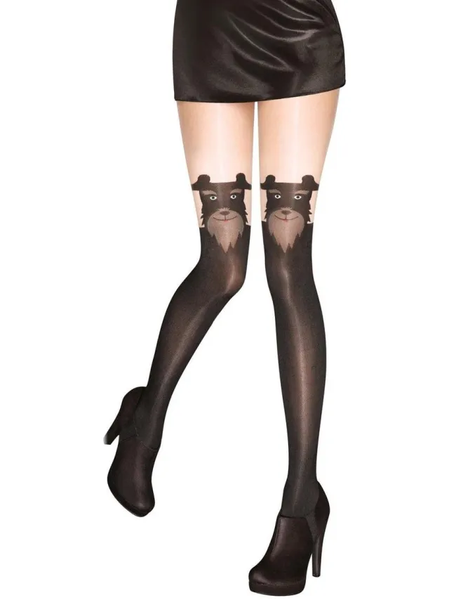 Pretty Polly Panty - Fashion - Hond op bovenbeen - Barking Dog - One Size - 36/42 - Nude/Zwart Zwart/Nude