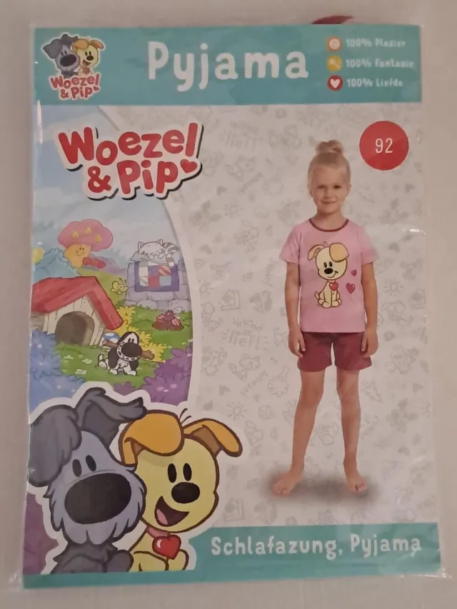 Woezel en Pip Pyjama Roze Roze met cerise rood