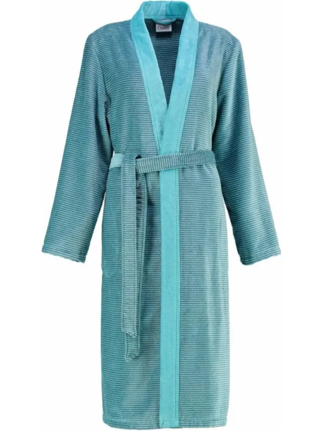 Cawo 6431 Velours Dames Badjas Kimono - Turkis 42