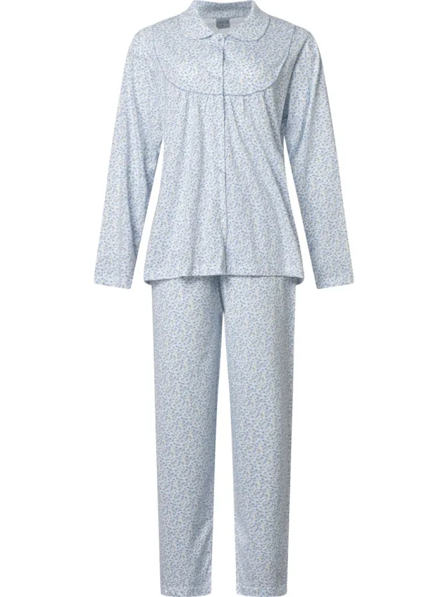 Lunatex klassieke dames pyjama 124245 - 100% katoen - blauw
