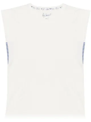 By Louise Dames capri korte pyjama set wit/blauw gestreept, foto 2