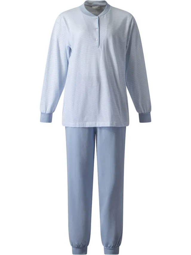 Lunatex dames pyjama 124246 - all season - blue stripe Blauw