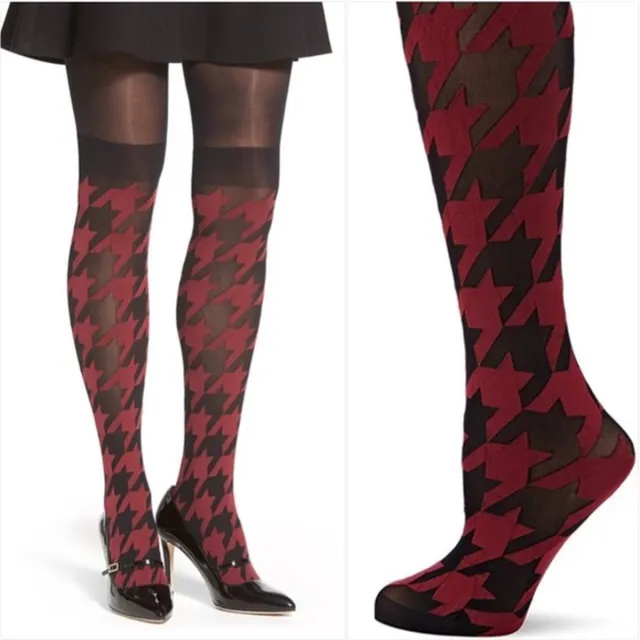 Pretty Polly Panty - Secret Socks - Dog Tooth - One Size - Zwart/Mix Zwart/Bordeauxrood