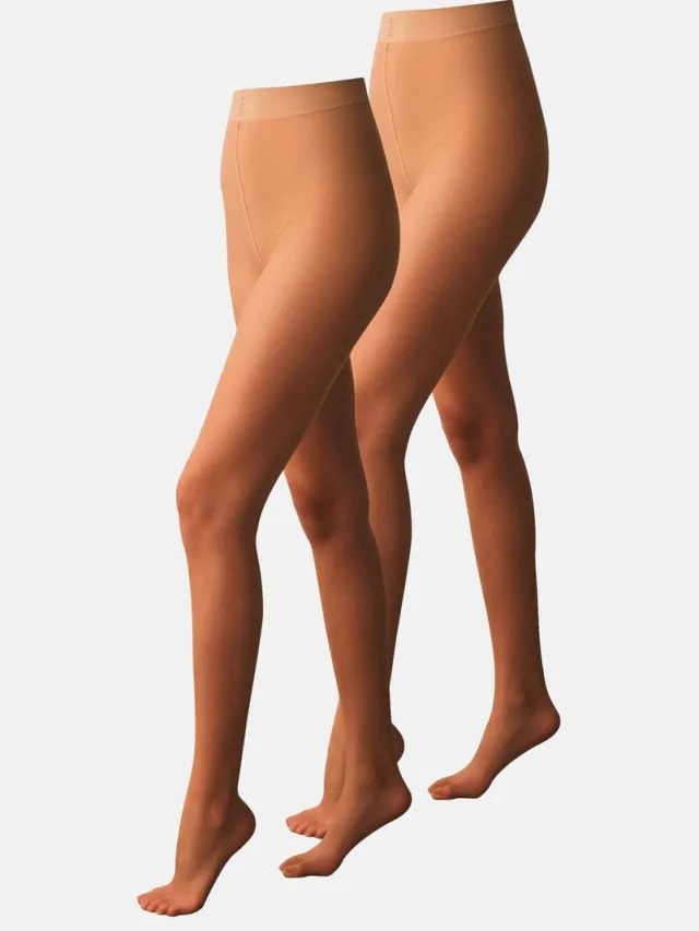 Next Dames - N. Premium Ultimate doorzichtige 7 Denier Opaque panty, set van 2 - Naturel Golden Tan