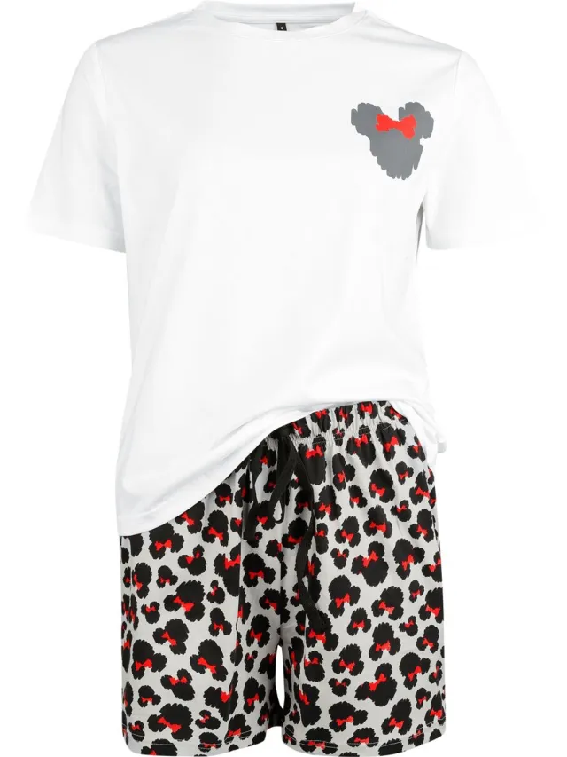Mickey Mouse Mickey & Minnie Mouse Minnie Luipaardprint Pyjama meerkleurig Katoen multicolor