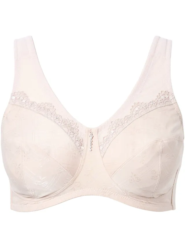 Ulla Popken Dames - Ontlastingsbeha zonder beugel kant - Beige