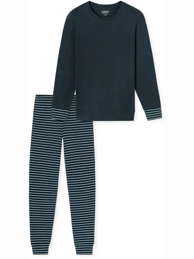 Uncover by Schiesser Pyjama lange - Dames Pyjamaset - donkerblauw