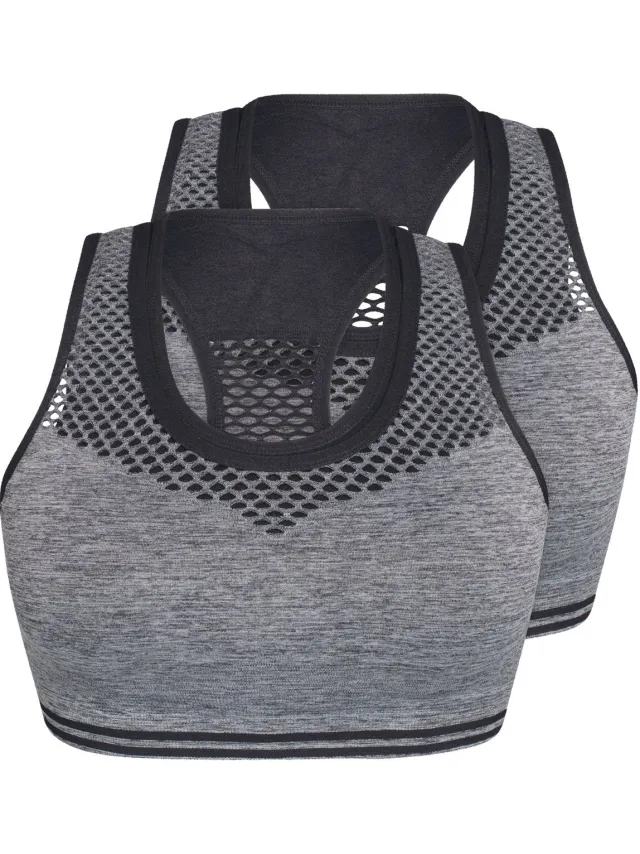 Sassa 2-pack sportbeha's SPORTS BRA donkergrijs