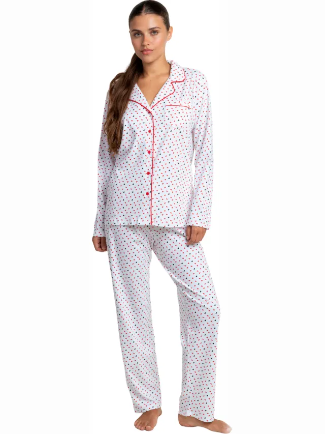 Admas Love Hearts pyjamaset rood