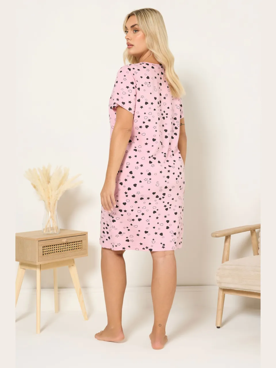 Yours Roze Hart En Sterrenprint Nachthemd-52, foto 3