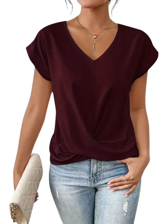 Currero Topje Dames - Top Kleding - Shirt - Blouse - Kort - Volwassen - Bordeauxrood