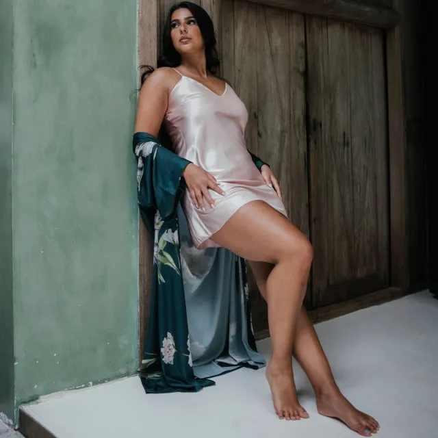 Kimomi Sexy lingeriejurkje - nachtmode - Slipdress, nachthemd - superzacht glanzend satijn - kort model - roze