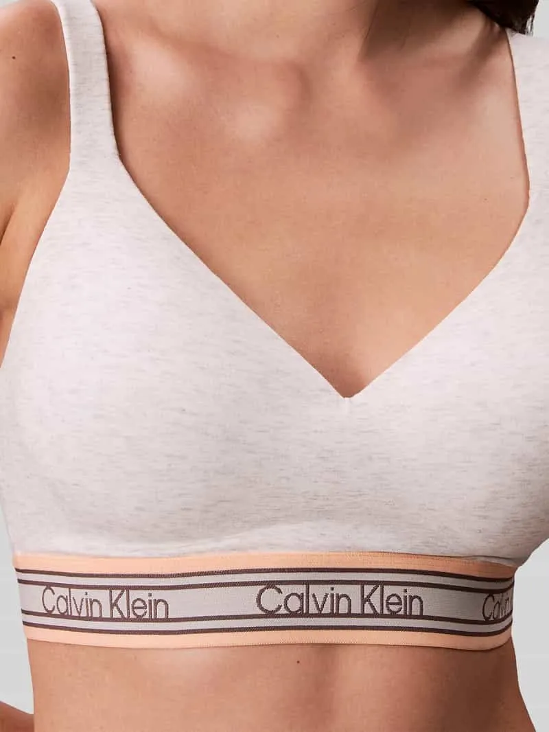 Calvin Klein Bralette van katoenmix met logo in band lichtgrijs gemêleerd, foto 5