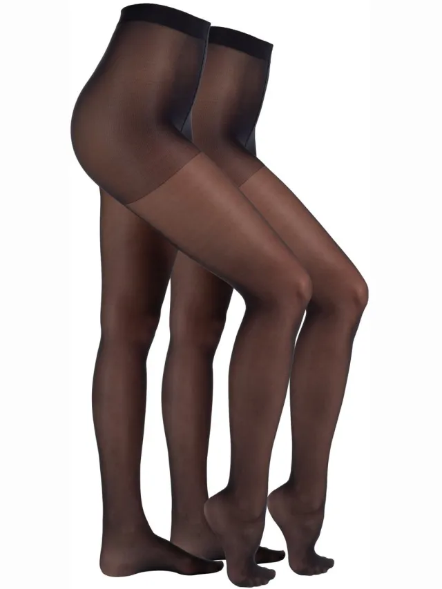 S.Oliver , damespanty, fijne panty, gerecycled polyamide, 2-pack black