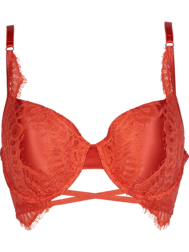 After Eden D-cup & up TESSA Padded wire bra with lace and strap Dames Beha - Brique