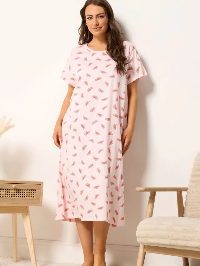 Yours Plus Size Roze Nachtjurk Met Watermeloenprint-52, foto 2