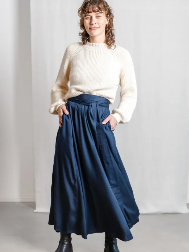 Jyoti - Fair Works dames vegan Rok Sarit Saffierblauw Donkerblauw