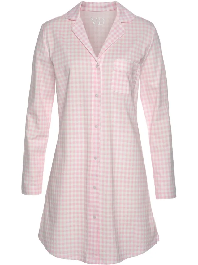 nachthemd roze en wit geruit roze/wit
