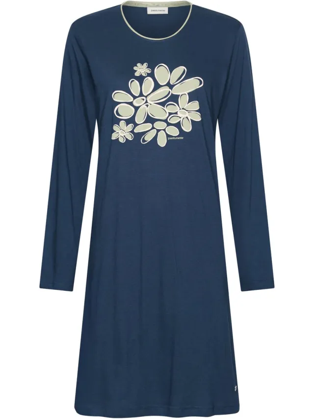Pastunette Nachthemd - Nordic Bloom - Bio Katoen - Blauw