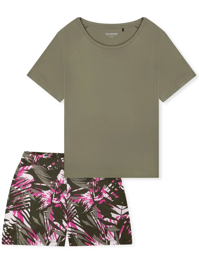 Schiesser Vrouwen Pyjama Modern Kaki