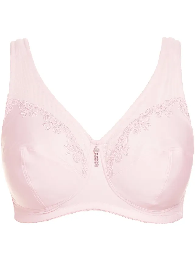 Ulla Popken Dames - Ontlastingsbeha zonder beugel strasshanger - Roze