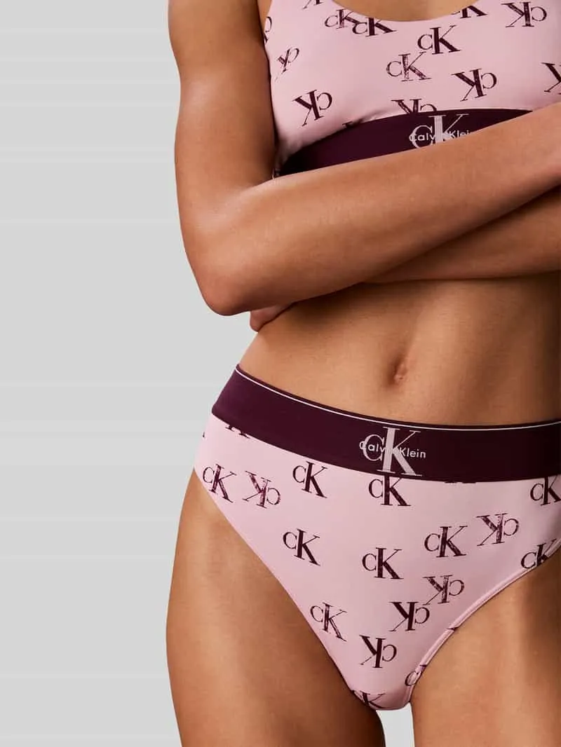 Calvin Klein String met all-over motief model 'THONG' roze, foto 4