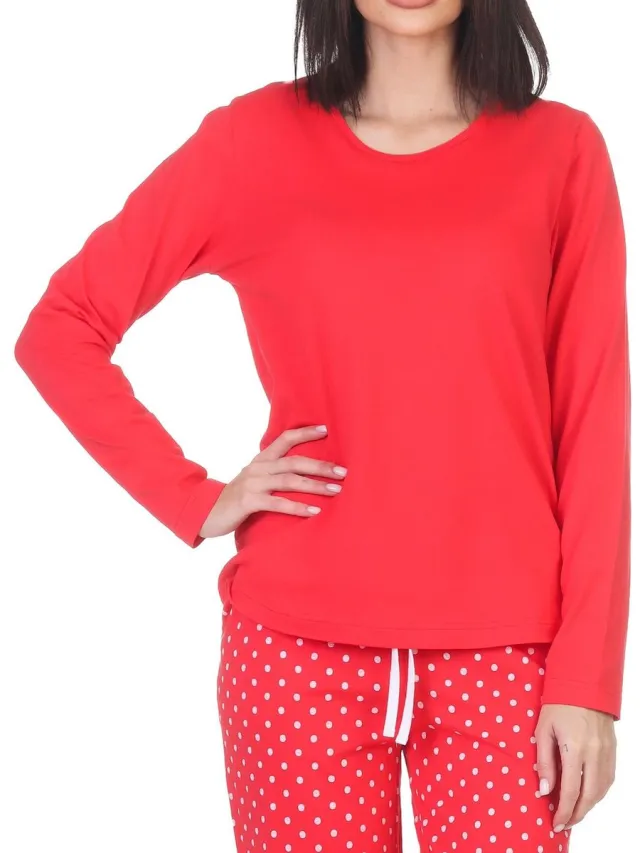 Normann Damespyjamashirt met lange mouwen mix & match pink