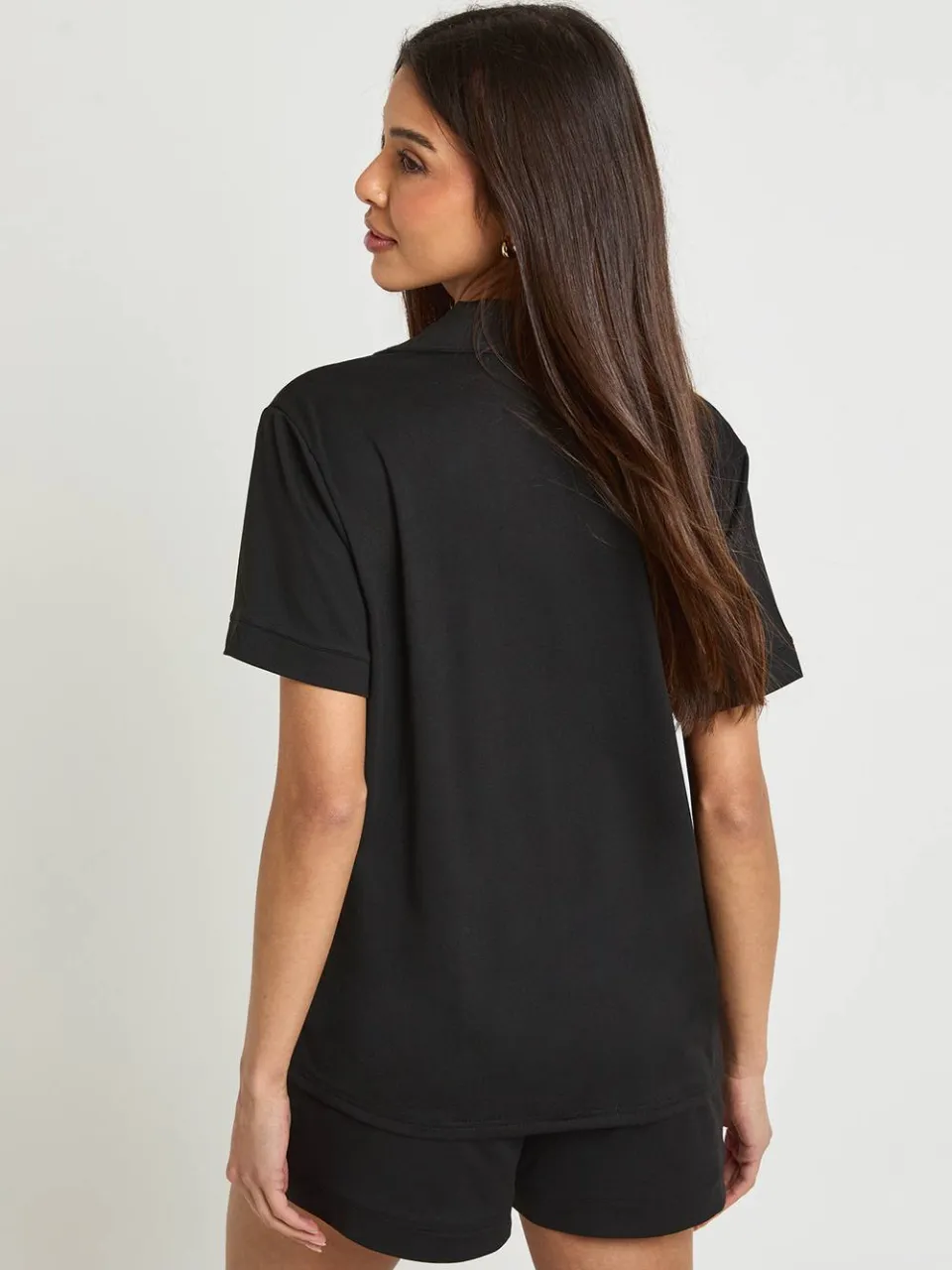 boohoo Dames Zachte Korte Mouw Shirt & Shorts Pyjama Set zwart, foto 2