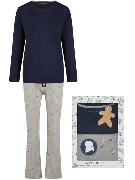 happy shorts Dames kerst pyjama set shirt + broek giftbox bakkerij Blauw