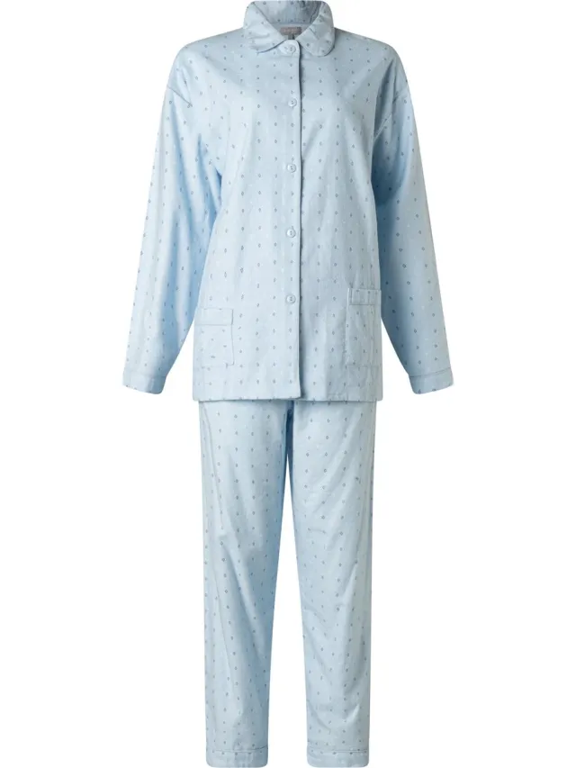 Lunatex dames pyjama 641511 - flanel - blauw