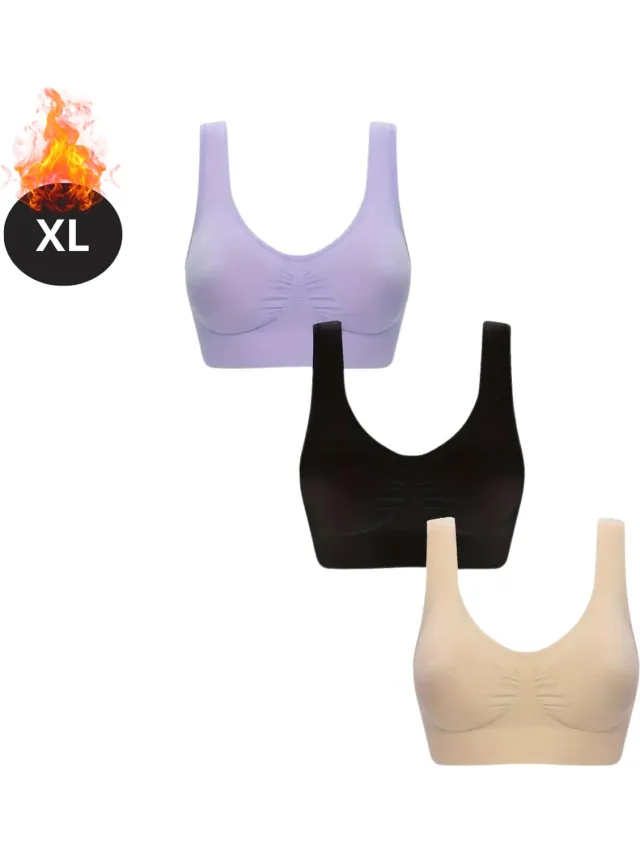 Livano BH Set Zonder Beugel - Zonder Bandjes - Push-up Bh's - Comfort Beha - Comfortabel - Sterk - Dames - 3 Pack - Gemengd 3