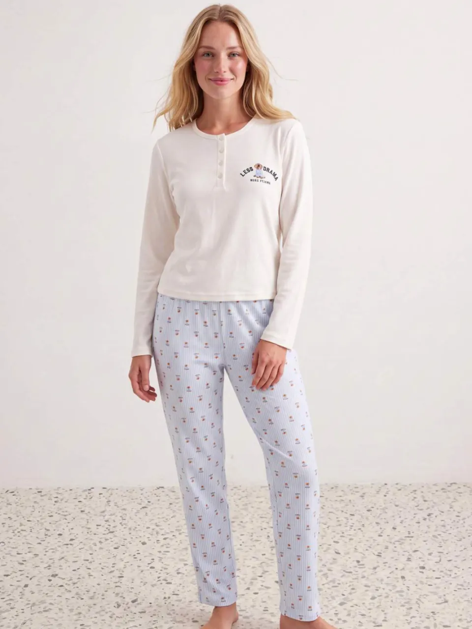 Trendyol TRENDYOLMİLLA Dames 2-pack Wit Animal print Lang, Regular fit Pyjama- Sets, foto 2