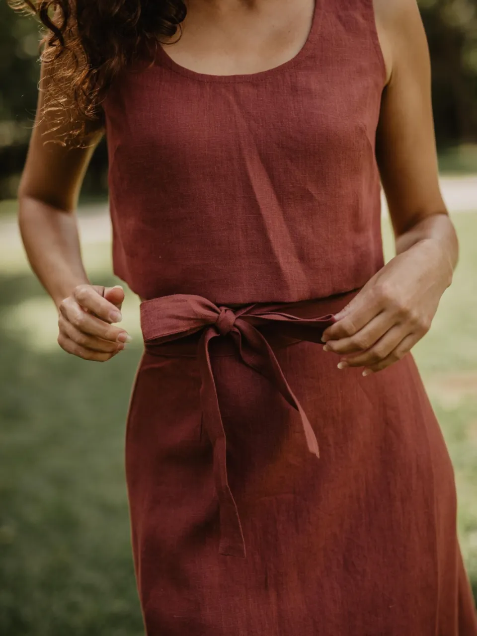 AmourLinen dames vegan Wikkelrok Iris Terracotta, foto 2